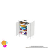 Efil Dolap Dar Alanlar İçin Çok Amaçlı Dolap Çift Kapaklı 3 Göz Raf Dolap 65x75x32,5 cm