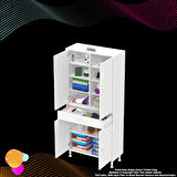 Sare Banyo ve Mutfak Dolabı Çok Amaçlı Dolap  Tek Çekmece 4 Kapak 7 Raf 10 Bölme 85x173x32,5 cm