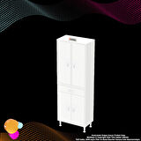 Sare Banyo ve Mutfak Dolabı Çok Amaçlı Dolap  Tek Çekmece 4 Kapak 7 Raf 10 Bölme 55x173x32,5 cm