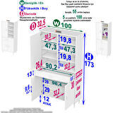 Kayra Banyo ve Mutfak Dolabı Çok Amaçlı Dolap Tek Çekmece 3 Kapak 7 Raf 10 Bölme 100x173x32,5 cm