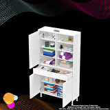 Kayra Banyo ve Mutfak Dolabı Çok Amaçlı Dolap Tek Çekmece 3 Kapak 7 Raf 10 Bölme 100x173x32,5 cm