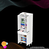 Sare Banyo ve Mutfak Dolabı Çok Amaçlı Dolap  Tek Çekmece 4 Kapak 7 Raf 10 Bölme 70x173x32,5 cm