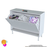 Efil Düzenleyici Dolap Banyo Dolabı 3 Sepetli Hazneli Mini Banyo Dolabı 90x75x32,5 cm