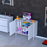 Efil Dolap Dar Alanlar İçin Çok Amaçlı Dolap 2 Kapaklı 2 Göz Raf Dolap 100x75x32,5 cm