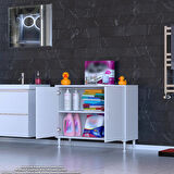 Efil Dolap Dar Alanlar İçin Çok Amaçlı Dolap 2 Kapaklı 2 Göz Raf Dolap 100x75x32,5 cm