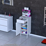 Mira Banyo ve Mutfak Dolabı Çok Amaçlı Dolap 1 Çekmece Tek Kapak 3 Raf 4 Bölme 40x88x32,5 cm