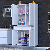 Sare Banyo ve Mutfak Dolabı Çok Amaçlı Dolap  1 Çekmece 4 Kapak 3 Raflı 6 Bölme 85x173x32,5 cm