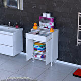 Mira Banyo ve Mutfak Çok Amaçlı Dolap 2 Kapaklı Tek Çekmece 2 Raf 3 Bölmeli Dolap 60x88x32,5 cm