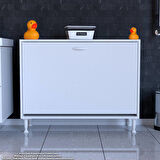 Efil 3 Kirli Çamaşır Sepetli Dolap Banyo Düzenleyici Dolap Çok Amaçlı Organizer Dolap 95x75x32,5 cm