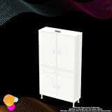 Sare Banyo ve Mutfak Dolabı Çok Amaçlı Dolap  Tek Çekmeceli 4 Kapaklı 5 Raf 8 Bölme 90x173x32,5 cm