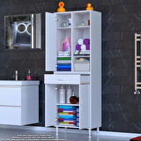 Kayra Banyo ve Mutfak Dolabı Çok Amaçlı Dolap Tek Çekmece 3 Kapak 5 Raf 8 Bölme 70x173x32,5 cm