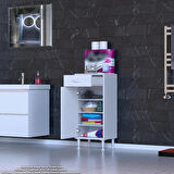 Mira Banyo ve Mutfak Çok Amaçlı Dolap 1 Kapaklı Tek Çekmece 3 Raf 4 Bölmeli Dolap 45x88x32,5 cm