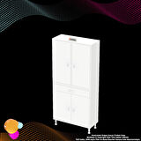 Sare Banyo ve Mutfak Dolabı Çok Amaçlı Dolap  Tek Çekmece 4 Kapak 5 Raf 8 Bölme 80x173x32,5 cm