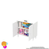 Efil Dolap Dar Alanlar İçin Çok Amaçlı Dolap 2 Kapaklı 2 Göz Raf Dolap 85x75x32,5 cm