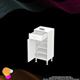 Mira  Banyo ve Mutfak Dolabı  Çok Amaçlı Dolap  Tek Çekmece 1 Kapak 3 Raf 4 Bölme 35x88x32,5 cm