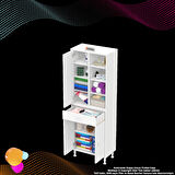 Kayra Banyo ve Mutfak Dolabı Çok Amaçlı Dolap Tek Çekmeceli 3 Kapaklı 7 Raf 10 Bölme 70x173x32,5 cm