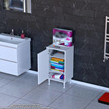 Efil Dolap Dar Alanlar İçin Çok Amaçlı Dolap Tek Kapaklı 3 Göz Raf Dolap 35x75x32,5 cm