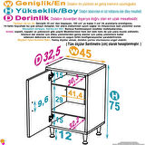 Efil Dolap Dar Alanlar İçin Çok Amaçlı Dolap Tek Kapaklı 3 Göz Raf Dolap 45x75x32,5 cm