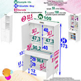 Kayra Banyo ve Mutfak Dolabı Çok Amaçlı Dolap 1 Çekmece 3 Kapak 3 Raflı 6 Bölme 100x173x32,5 cm