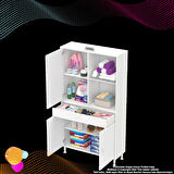 Kayra Banyo ve Mutfak Dolabı Çok Amaçlı Dolap 1 Çekmece 3 Kapak 3 Raflı 6 Bölme 100x173x32,5 cm