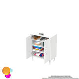 Efil Dolap Dar Alanlar İçin Çok Amaçlı Dolap 2 Kapaklı 4 Göz Raf Dolap 60x75x32,5 cm