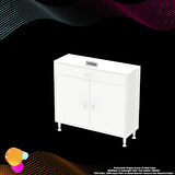 EMİR 95x88x32,5 cm Çok Amaçlı 2 Kapak 1 Çekmece 1 Raf 2 Bölmeli Dolap