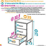 Efil 3'lü Çekmece Banyo Dolabı Çok Amaçlı Çekmecelerle Daha Düzenli 35x75x32,5 cm