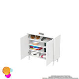 Efil Dolap Dar Alanlar İçin Çok Amaçlı Dolap 2 Kapaklı 4 Göz Raf Dolap 85x75x32,5 cm