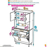 Azra Tek Çekmece 2 Göz Sepetli ve 3 Raf Banyo Ve Mutfak Dolabı Çok Amaçlı Dolap 85x173x32,5 cm
