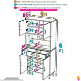 Azra Mutfak Ve Banyo Dolabı Tek Çekmece 4 kapak ve 7 raflı Çok Amaçlı Dolap 75x173x32,5 cm