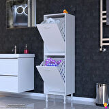 Esil Banyo Kirli Çamaşır Dolabı  Banyo Dolabı  45 cm 4 Bölme Saklayıcı  Sepetli Dolap 45x138x325 cm