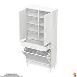 YENİ AFRA 80x173x32,5 cm' lik 1 Çekmece, 2 Göz Sepet, 2 Kapak, 8 Raf Dar Alan Banyo Dolabı