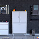 Esil Çok Amaçlı Dolap Kapak İçi Çift Raflı, İki Akıllı Çamaşır Sepetli Dolap 80x138x32,5 cm