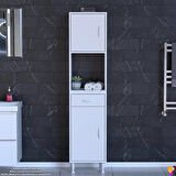 Azra Mutfak Ve Banyo Dolabı Tek Çekmece 2 kapak ve 6 raflı Çok Amaçlı Dolap 35x173x32,5 cm