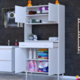 Azra Mutfak Ve Banyo Dolabı Tek Çekmece 4 kapak ve 5 raflı Çok Amaçlı Dolap 95x173x32,5 cm