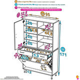 Kayra 1 Çekmece, 3 Göz Sepet, Tek Kapak, 8 Raf Dar Alan Banyo Dolabı 95x173x32,5 cm