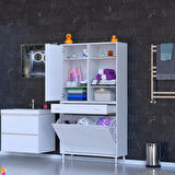 Kayra Banyo Dolabı Tek Çekmece, 3 Göz Sepet, 1 Kapak, 6 Raf Dar Alan Banyo Dolabı 90x173x32,5 cm