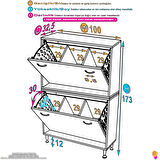 Esil Banyo Kirli Çamaşır Dolabı  Banyo Dolabı  6 Bölmeli Saklayıcı Sepetli Dolap 100x138x325 cm