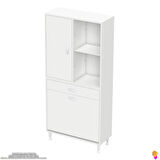 Kayra Banyo Dolabı Tek Çekmece, 2 Göz Sepet, 1 Kapak, 4 Raf Dar Alan Banyo Dolabı 70x173x32,5 cm