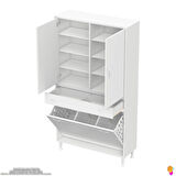 YENİ Kayra Tek Çekmece, 3 Göz Sepet, 2 Kapak, 8 Raf Dar Alan Banyo Dolabı 100x173x32,5 cm