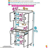 Azra Mutfak Ve Banyo Dolabı Tek Çekmece 4 kapak ve 5 raflı Çok Amaçlı Dolap 90x173x32,5 cm