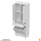 YENİ AFRA 60x173x32,5 cm' lik 1 Çekmece, 1 Göz Sepet, 2 Kapak, 4 Raf Dar Alan Banyo Dolabı
