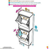 Esil Banyo Kirli Çamaşır Dolabı  Banyo Dolabı  55 cm 4 Bölme Saklayıcı Sepetli Dolap 55x138x325 cm