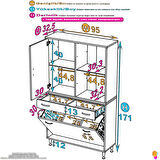 YENİ Kayra Tek Çekmece, 3 Göz Sepet, 2 Kapak, 4 Raf Dar Alan Banyo Dolabı 95x173x32,5 cm