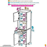 Azra Mutfak Ve Banyo Dolabı Tek Çekmece 2 kapak ve 5 raflı Çok Amaçlı Dolap 40x173x32,5 cm