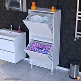 Esil Banyo Kirli Çamaşır Dolabı  Banyo Dolabı  60 cm 4 Bölme Saklayıcı  Sepetli Dolap 60x138x325 cm