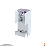 İLKİM 65 x 138 x 32,5 cm' lik Kapak İçi Çift Raflı ve 3 Çekmeceli Düzen Harikası Dolap