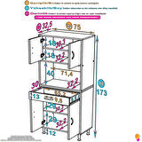 Azra Mutfak Ve Banyo Dolabı Tek Çekmece 4 kapak ve 5 raflı Çok Amaçlı Dolap 75x173x32,5 cm