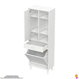 Kayra Tek Çekmece, 1 Göz Sepet, 1 Kapak, 6 Raf Dar Alan Banyo Dolabı 65x173x32,5 cm