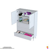 Esil Çok Amaçlı Dolap Kapak İçi Çift Raflı ve 3 Çekmeceli Düzen Harikası Dolap 95x138x32,5 cm